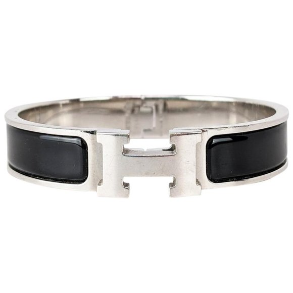 Hermes Jewelry - SOLD Hermes Black Silver Clic Clac Bracelet PM